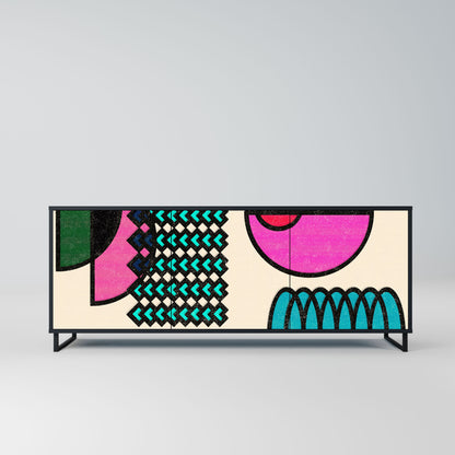 GEOMETRIC RHAPSODY 3-Door Sideboard in Black Finish
