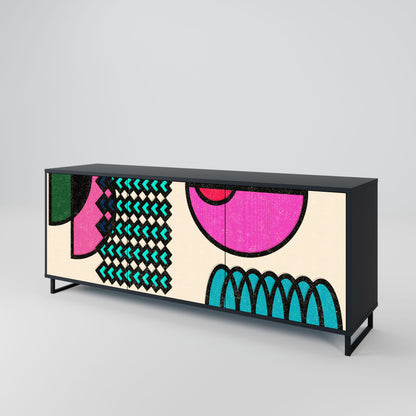 GEOMETRIC RHAPSODY 3-Door Sideboard in Black Finish