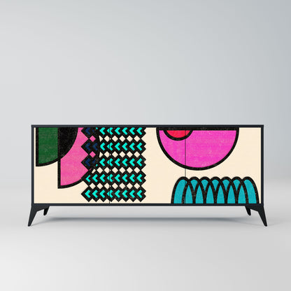 GEOMETRIC RHAPSODY 3-Door Sideboard in Black Finish