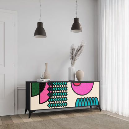 GEOMETRIC RHAPSODY 3-Door Sideboard in Black Finish