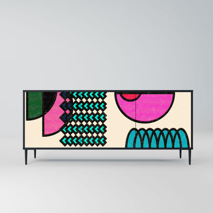 GEOMETRIC RHAPSODY 3-Door Sideboard in Black Finish