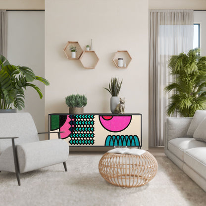 GEOMETRIC RHAPSODY 3-Door Sideboard in Black Finish