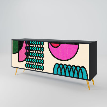 GEOMETRIC RHAPSODY 3-Door Sideboard in Black Finish