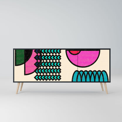 GEOMETRIC RHAPSODY 3-Door Sideboard in Black Finish