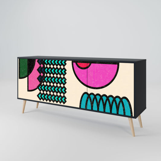 GEOMETRIC RHAPSODY 3-Door Sideboard in Black Finish