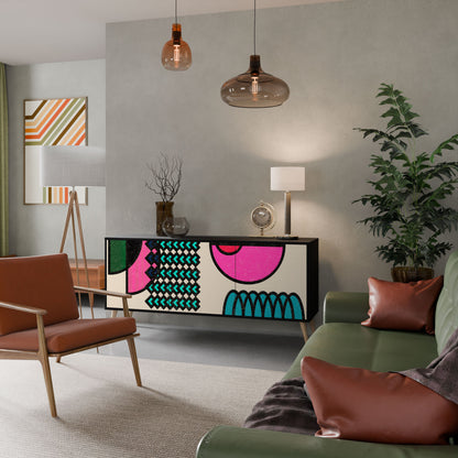 GEOMETRIC RHAPSODY 3-Door Sideboard in Black Finish