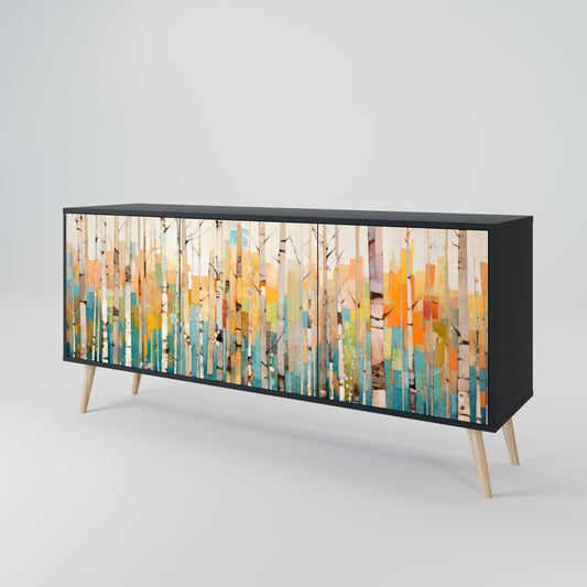 BIRCH KALEIDOSCOPE 3-Door Sideboard in Black Finish