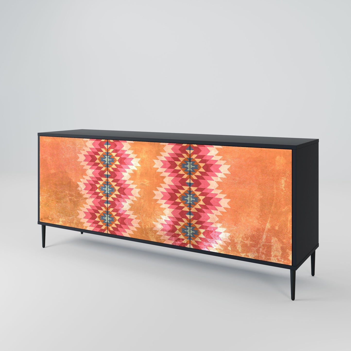INDIAN FOLK 3-Door Sideboard in Black Finish