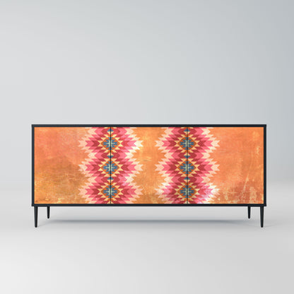 INDIAN FOLK 3-Door Sideboard in Black Finish