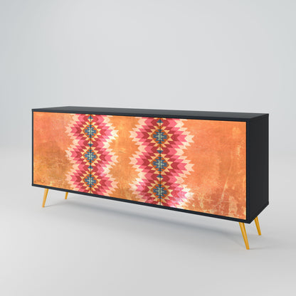 INDIAN FOLK 3-Door Sideboard in Black Finish