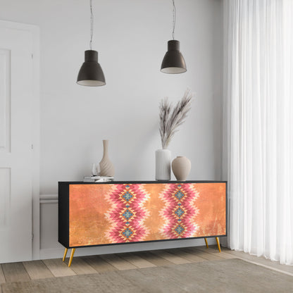 INDIAN FOLK 3-Door Sideboard in Black Finish