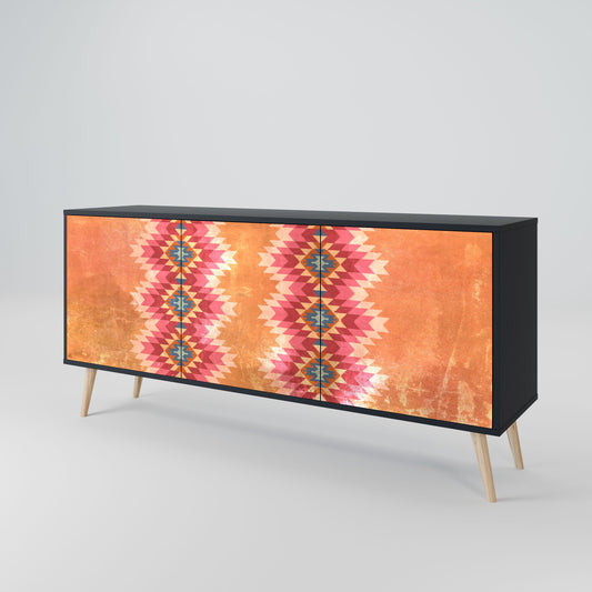 INDIAN FOLK 3-Door Sideboard in Black Finish