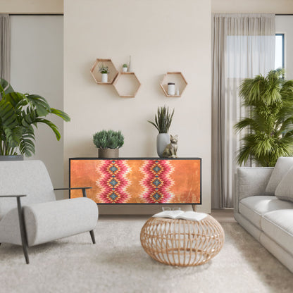 INDIAN FOLK 3-Door Sideboard in Black Finish