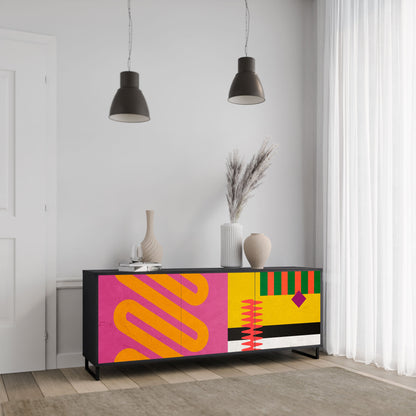 VIVID ART 3-Door Sideboard in Black Finish
