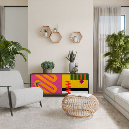 VIVID ART 3-Door Sideboard in Black Finish