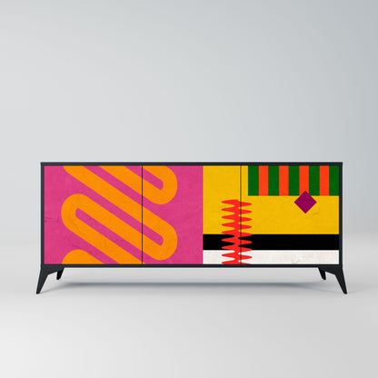 VIVID ART 3-Door Sideboard in Black Finish