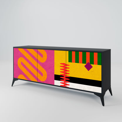 VIVID ART 3-Door Sideboard in Black Finish