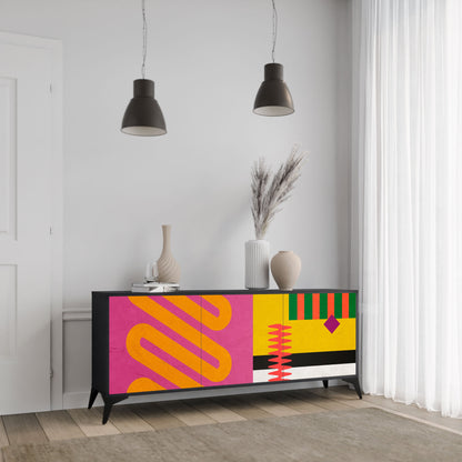 VIVID ART 3-Door Sideboard in Black Finish