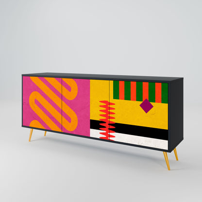 VIVID ART 3-Door Sideboard in Black Finish
