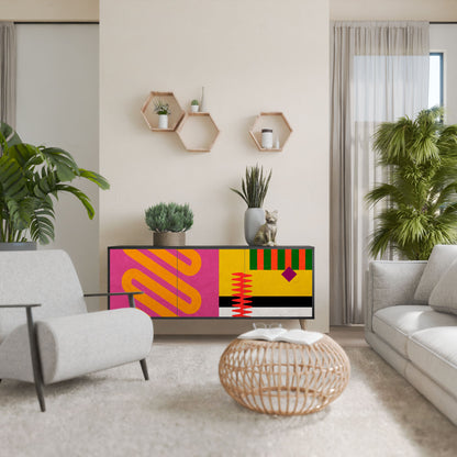 VIVID ART 3-Door Sideboard in Black Finish