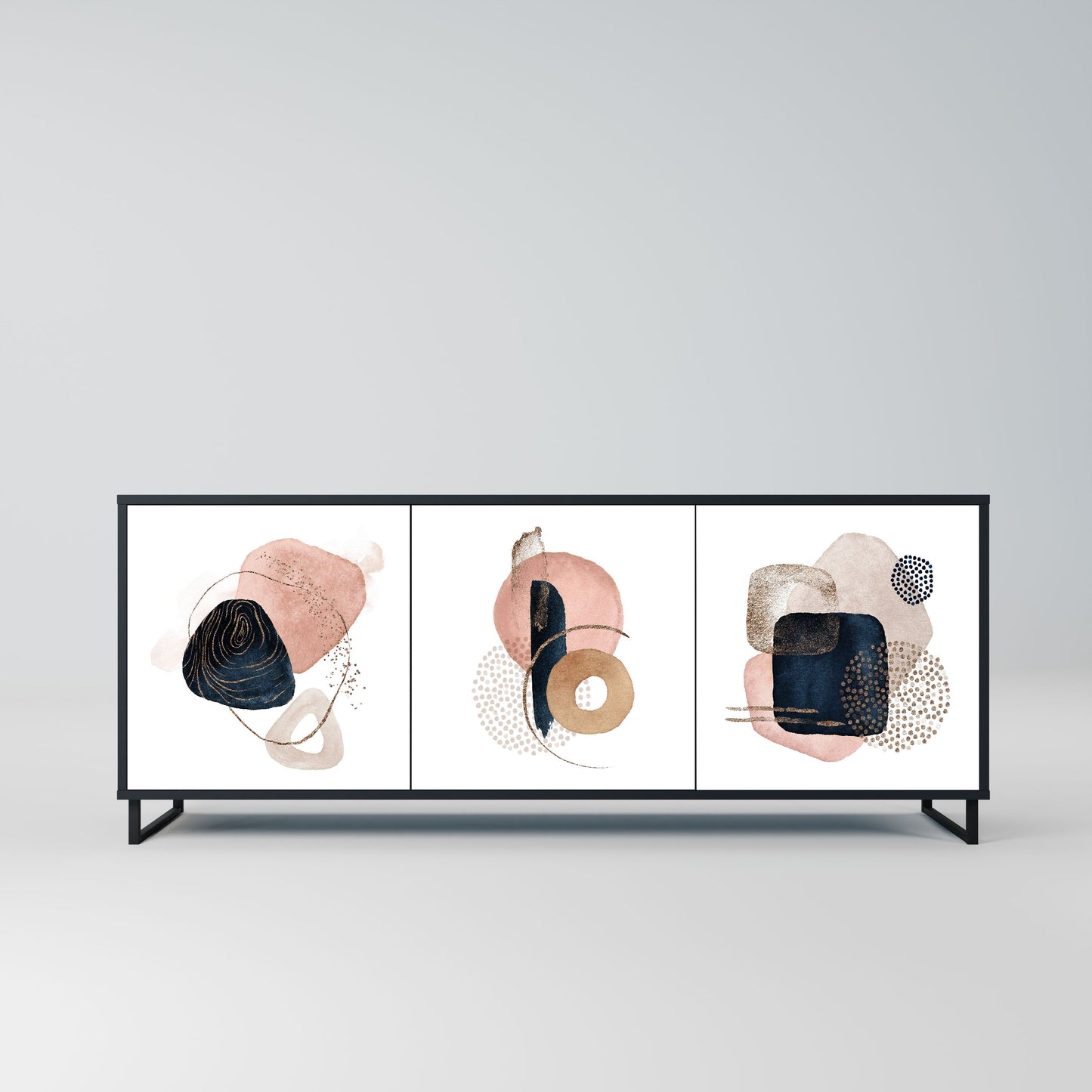 COLORFUL SHAPES 3-Door Sideboard in Black Finish