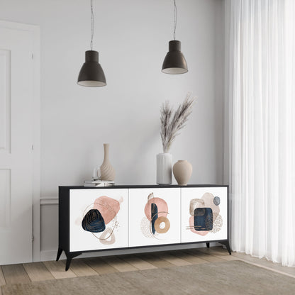 COLORFUL SHAPES 3-Door Sideboard in Black Finish
