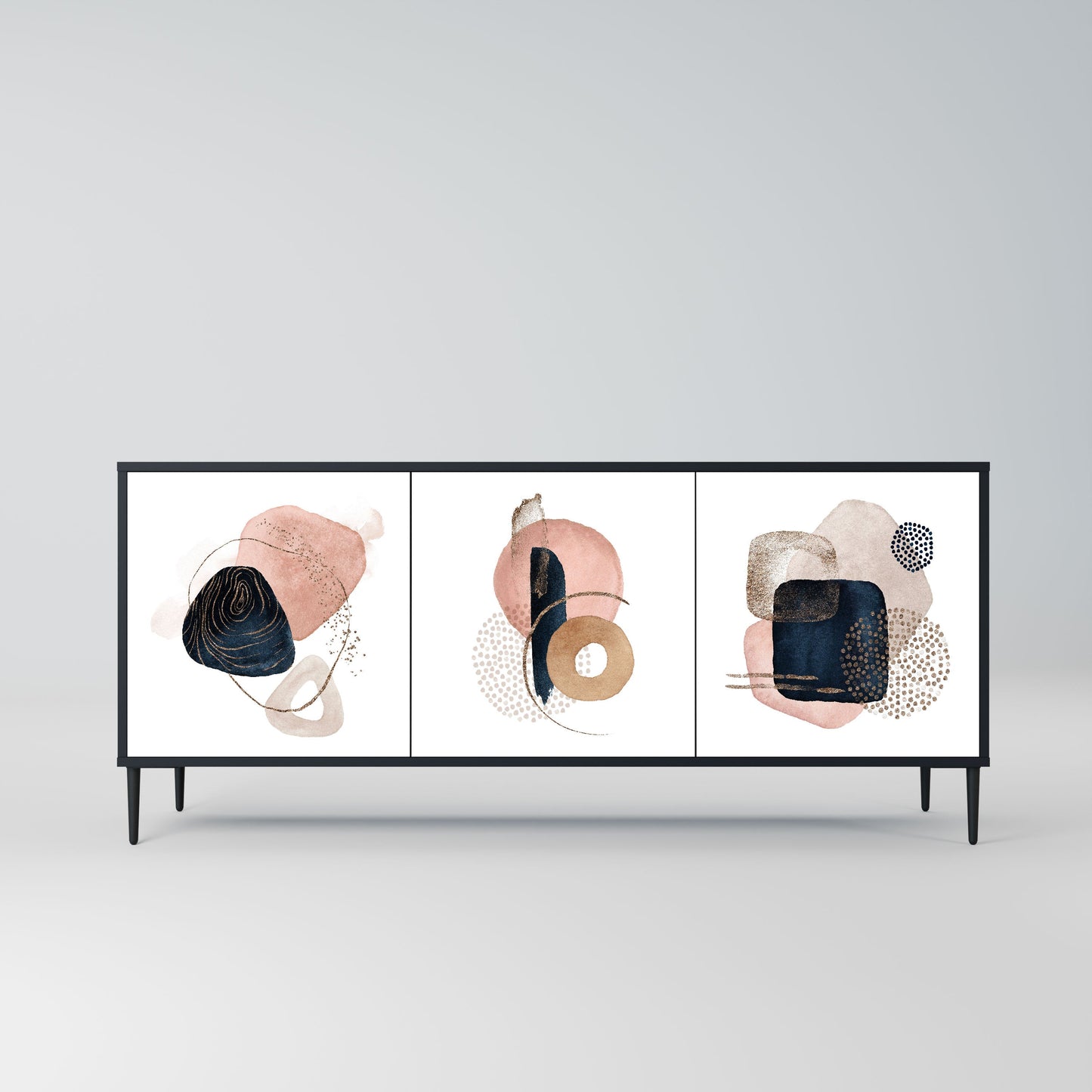 COLORFUL SHAPES 3-Door Sideboard in Black Finish