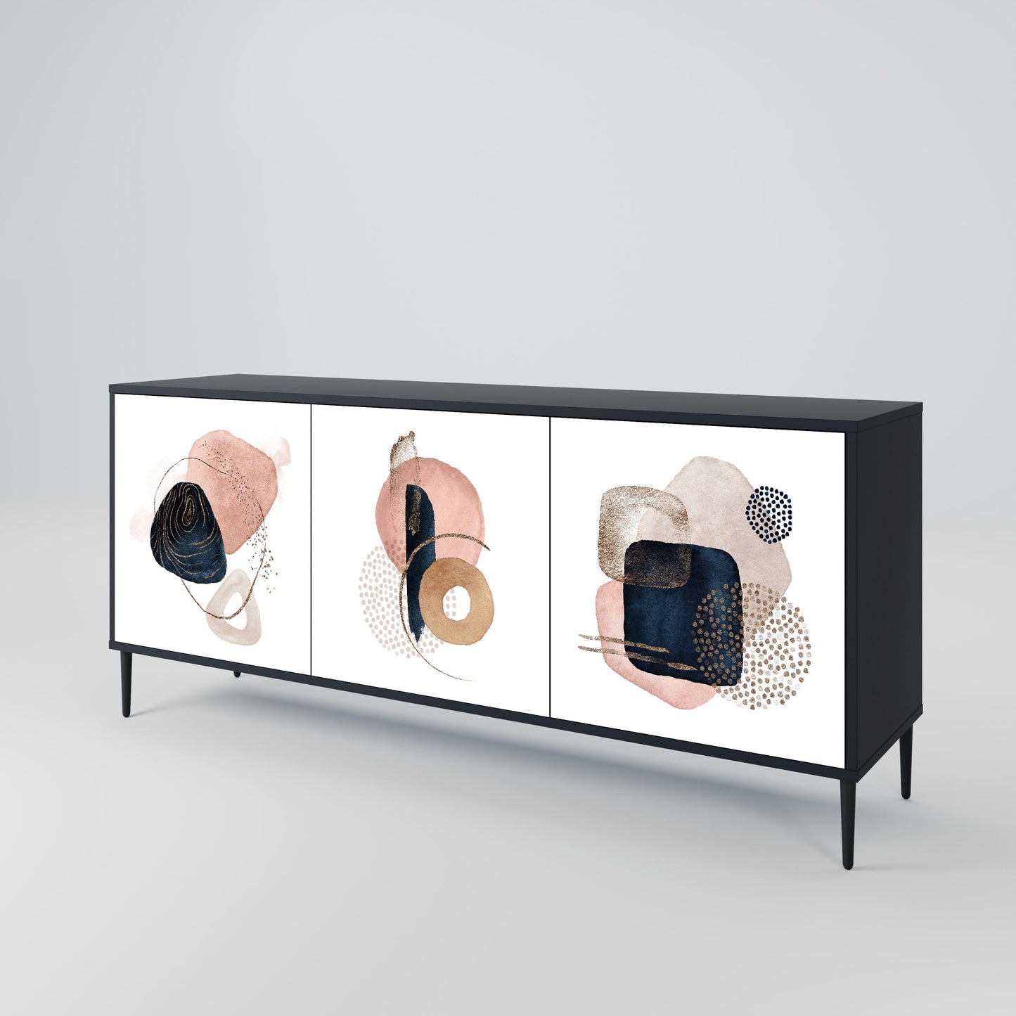 COLORFUL SHAPES 3-Door Sideboard in Black Finish