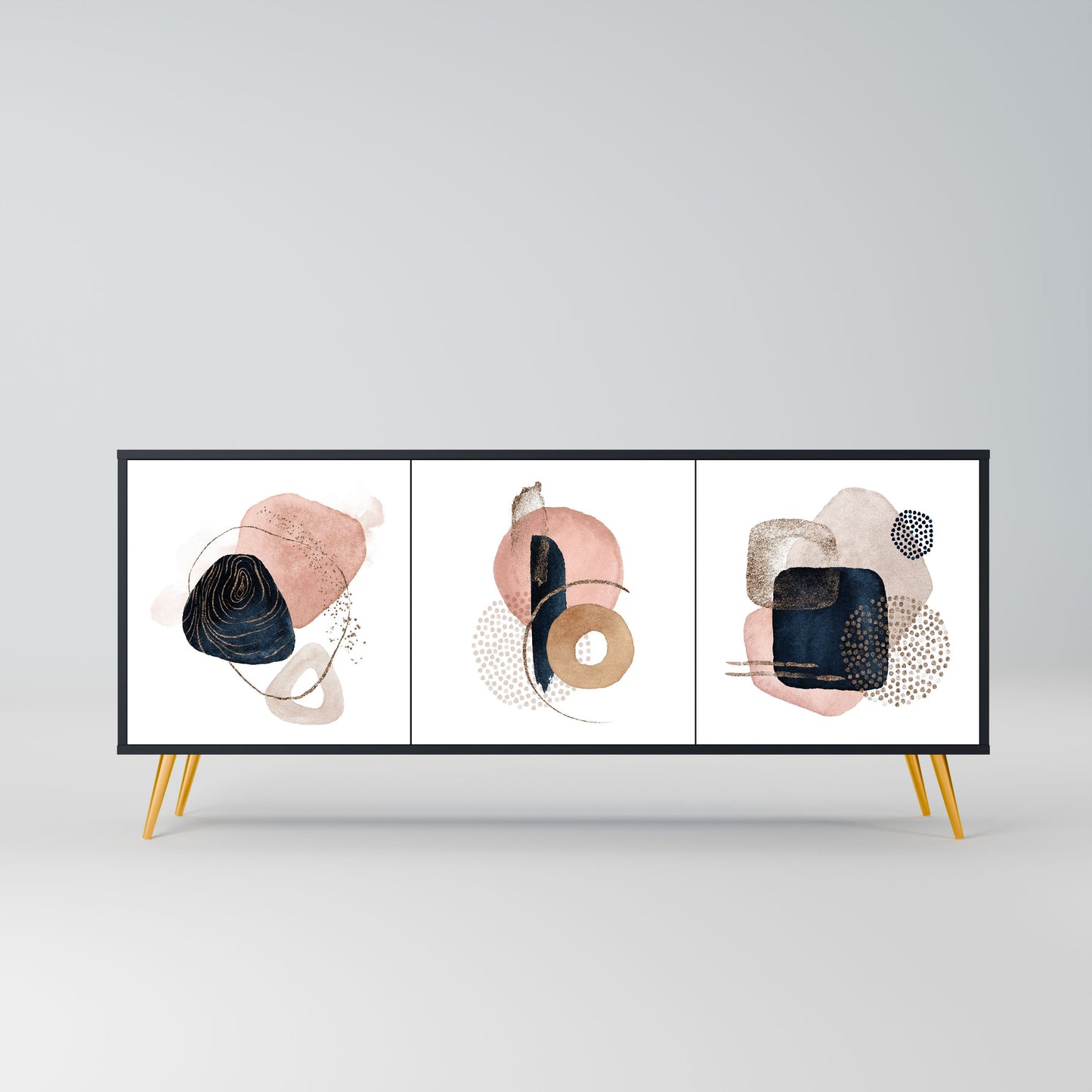 COLORFUL SHAPES 3-Door Sideboard in Black Finish