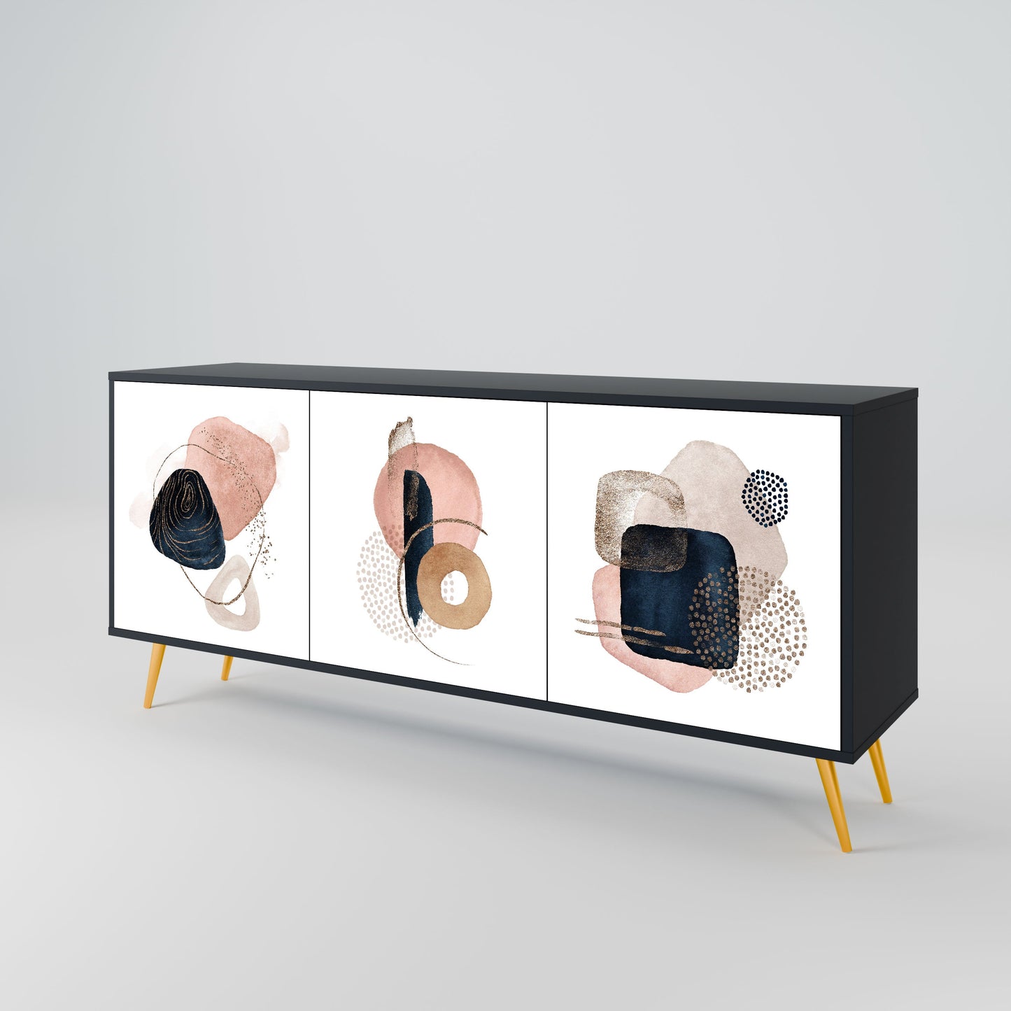 COLORFUL SHAPES 3-Door Sideboard in Black Finish