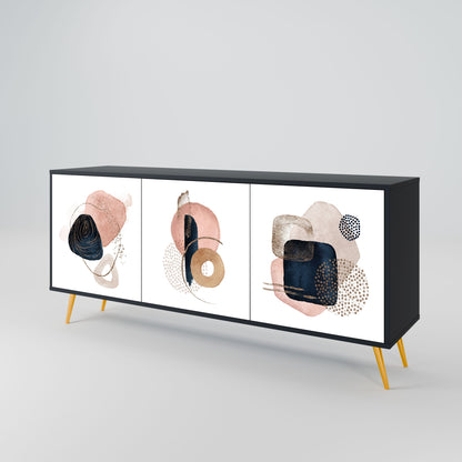 COLORFUL SHAPES 3-Door Sideboard in Black Finish