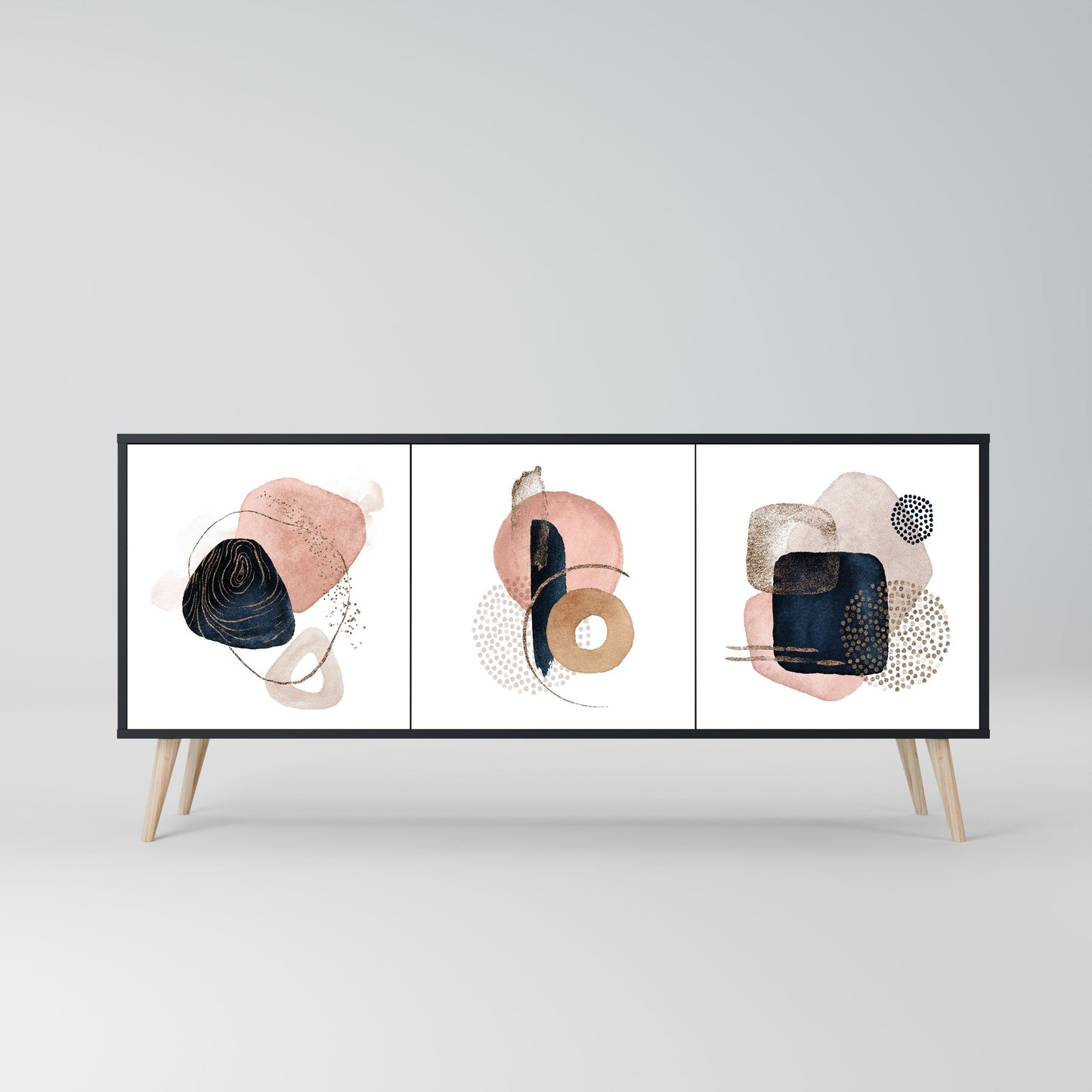 COLORFUL SHAPES 3-Door Sideboard in Black Finish