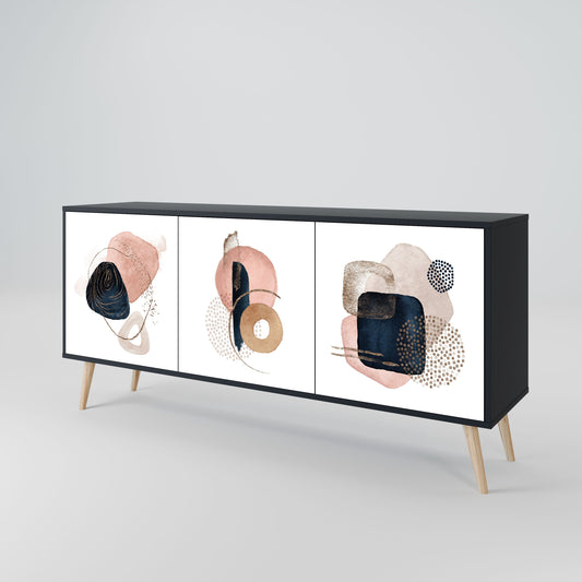 COLORFUL SHAPES 3-Door Sideboard in Black Finish