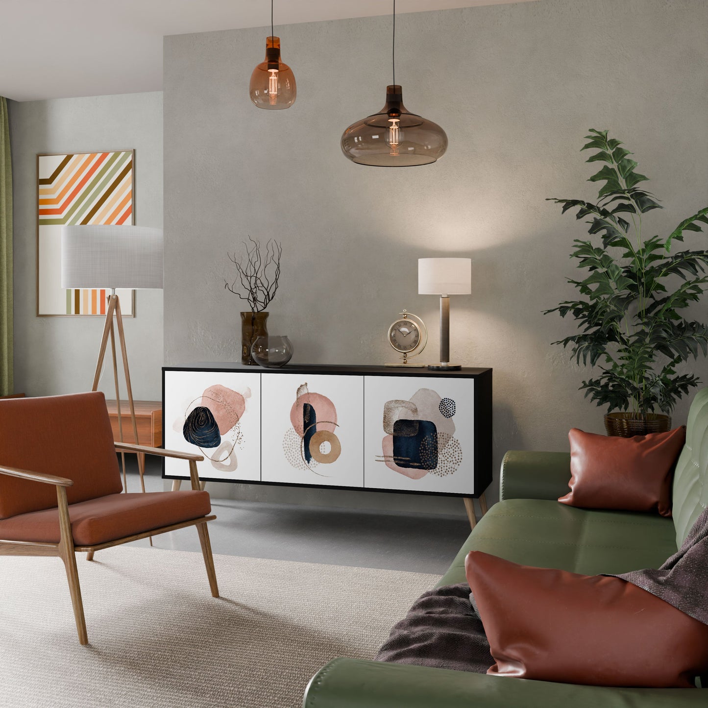 COLORFUL SHAPES 3-Door Sideboard in Black Finish