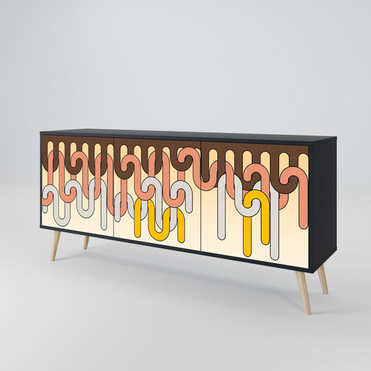 COLORFUL STRINGS 3-Door Sideboard in Black Finish