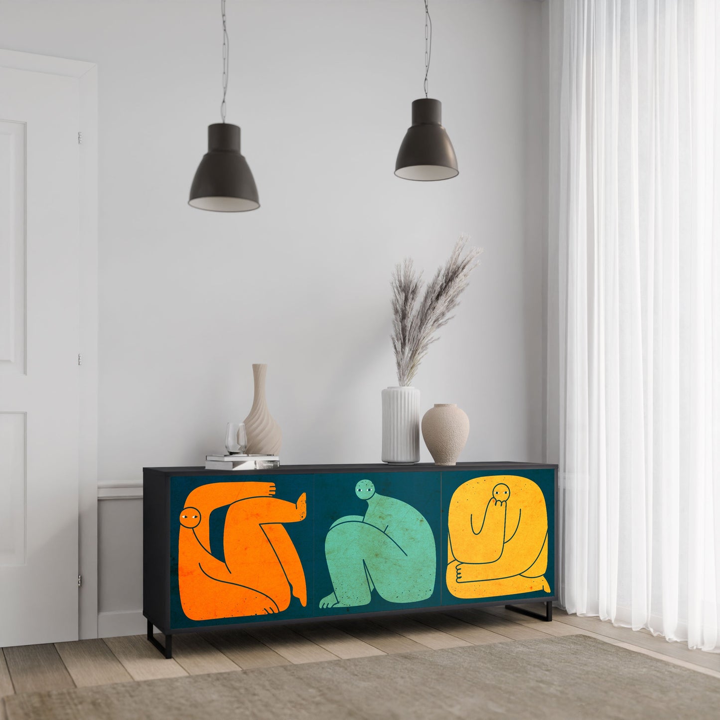 TOGETHER BUT SEPARATELY 3-Door Sideboard in Black Finish