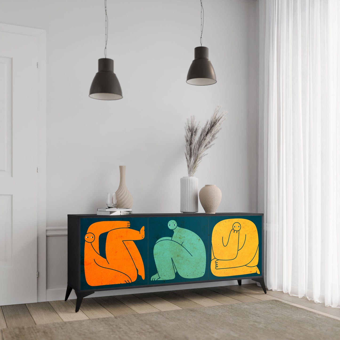 TOGETHER BUT SEPARATELY 3-Door Sideboard in Black Finish