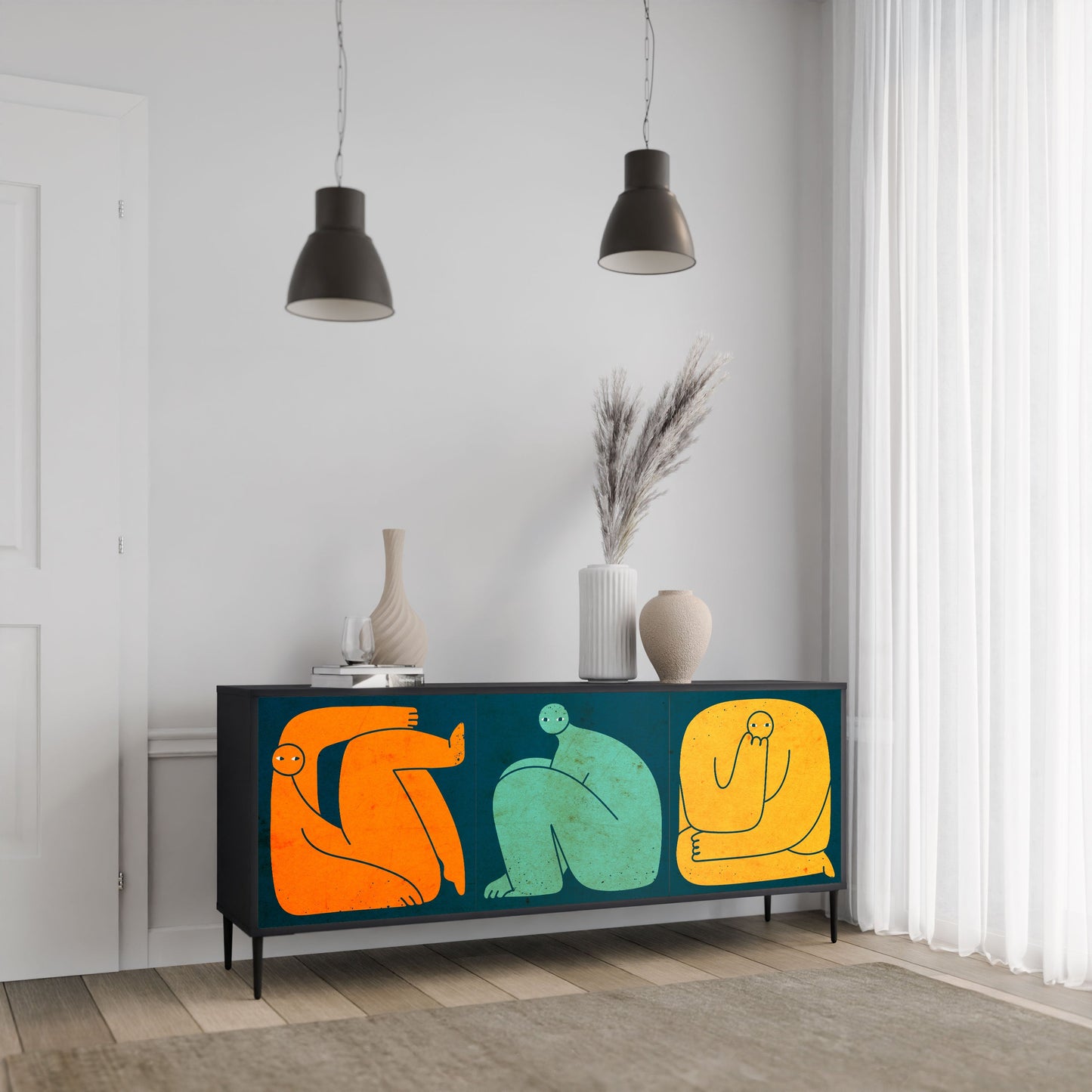 TOGETHER BUT SEPARATELY 3-Door Sideboard in Black Finish