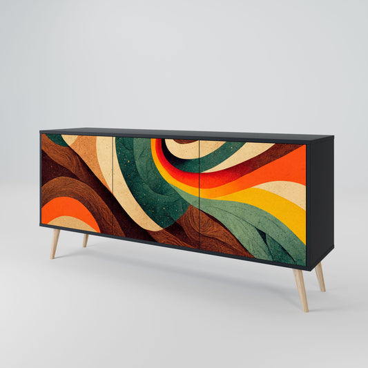 COLORFUL STRANDS 3-Door Sideboard in Black Finish