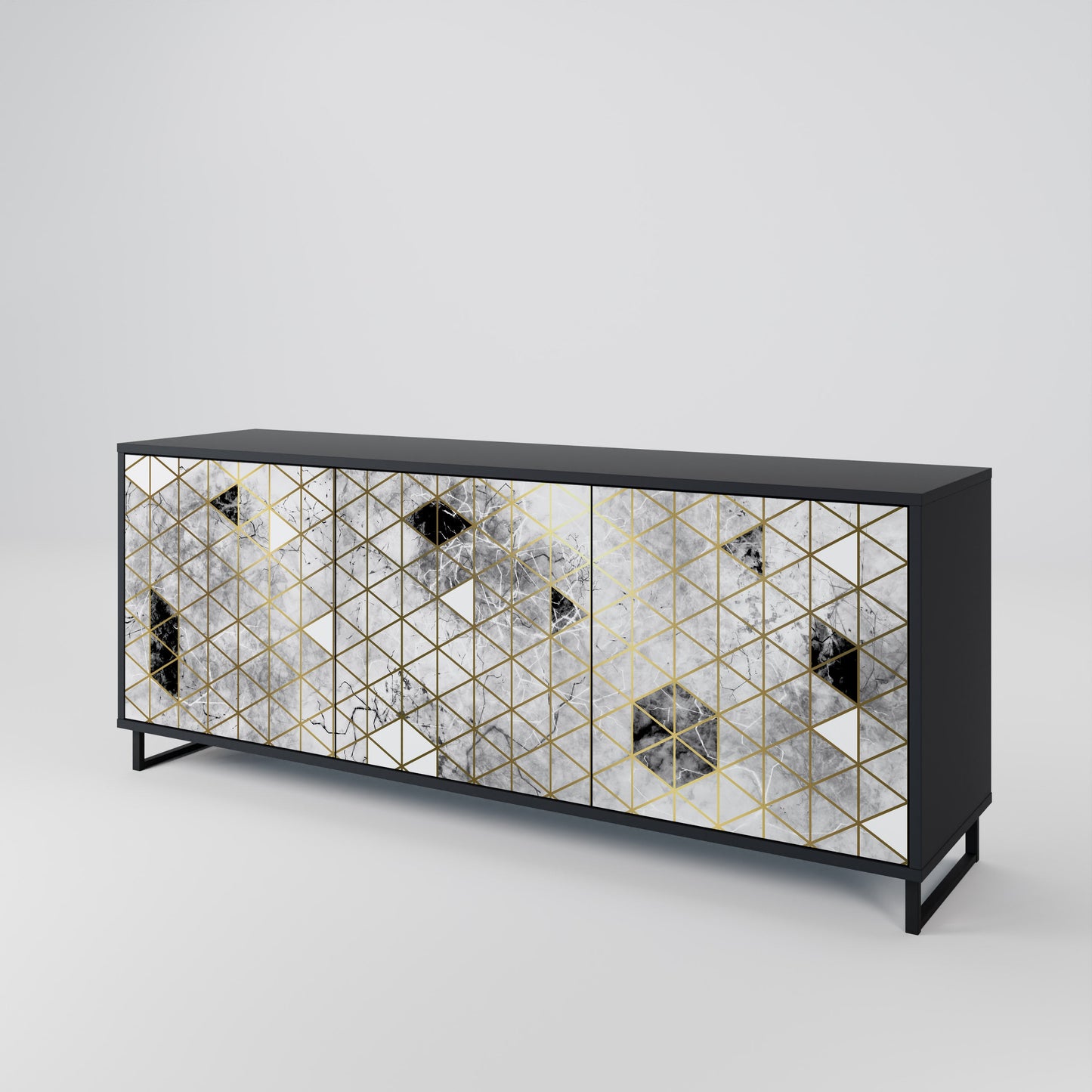 ASHEN ARIA Madia a 3 Ante in Finitura Nera