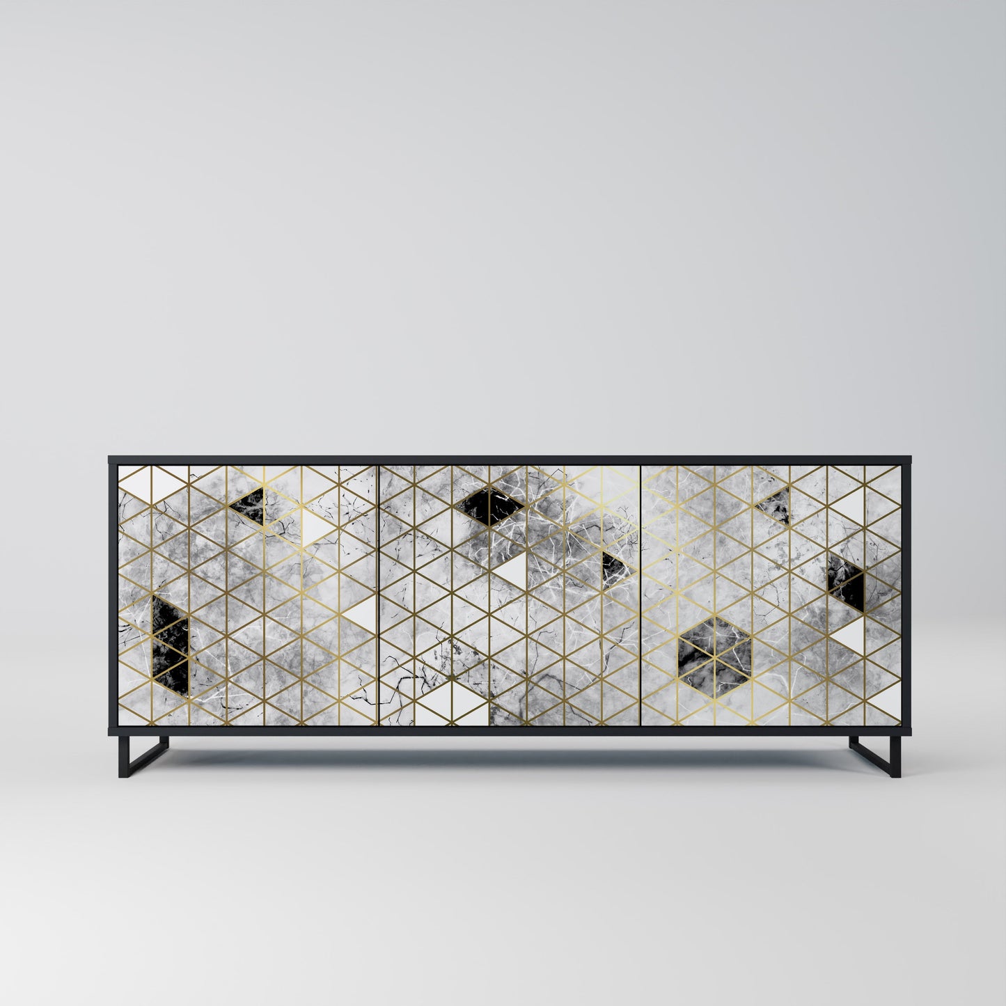 ASHEN ARIA Madia a 3 Ante in Finitura Nera