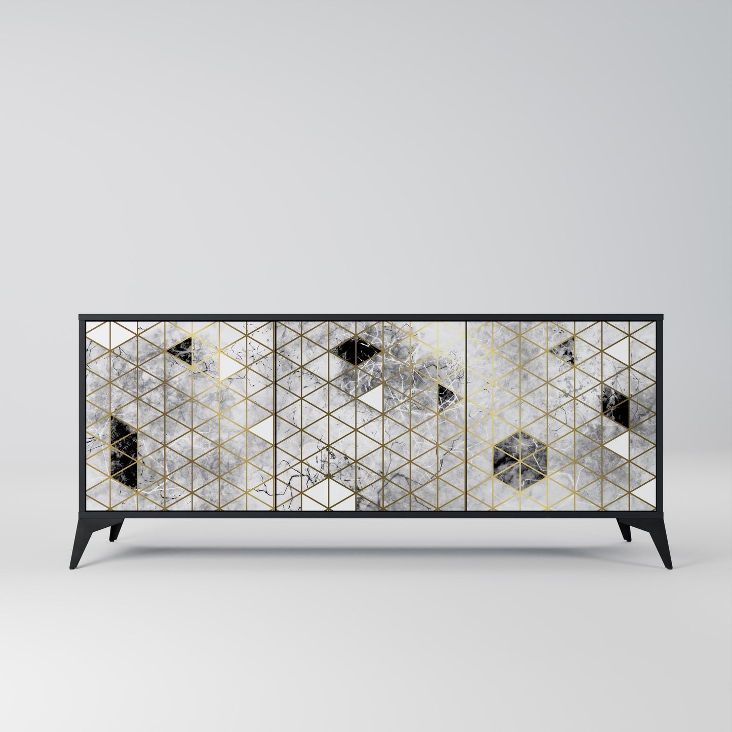 ASHEN ARIA Madia a 3 Ante in Finitura Nera