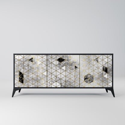 ASHEN ARIA Madia a 3 Ante in Finitura Nera