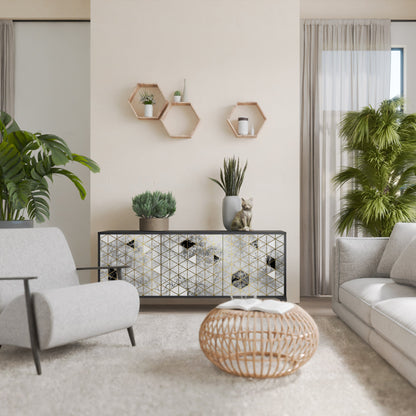 ASHEN ARIA Madia a 3 Ante in Finitura Nera