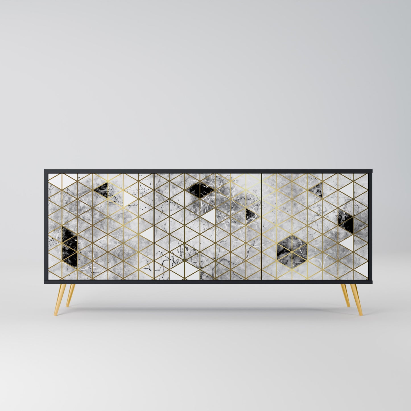 ASHEN ARIA Madia a 3 Ante in Finitura Nera