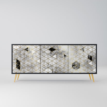 ASHEN ARIA Madia a 3 Ante in Finitura Nera