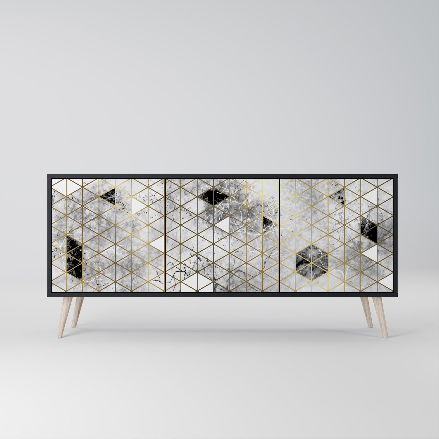 ASHEN ARIA Madia a 3 Ante in Finitura Nera