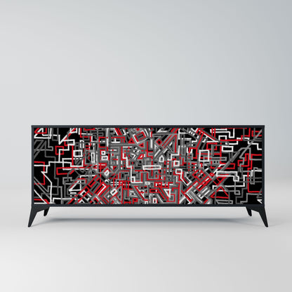 BROKEN LINES 3-Door Sideboard in Black Finish