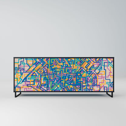 MEMORIES MAP 3-Door Sideboard in Black Finish