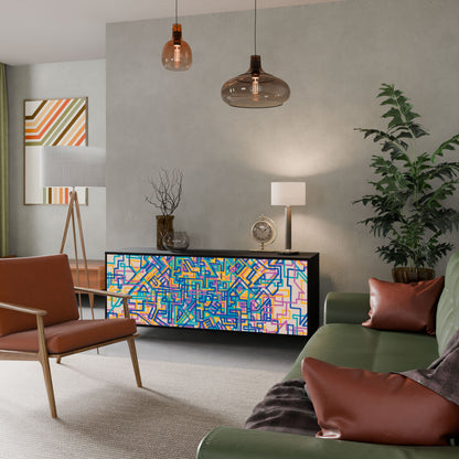 MEMORIES MAP 3-Door Sideboard in Black Finish